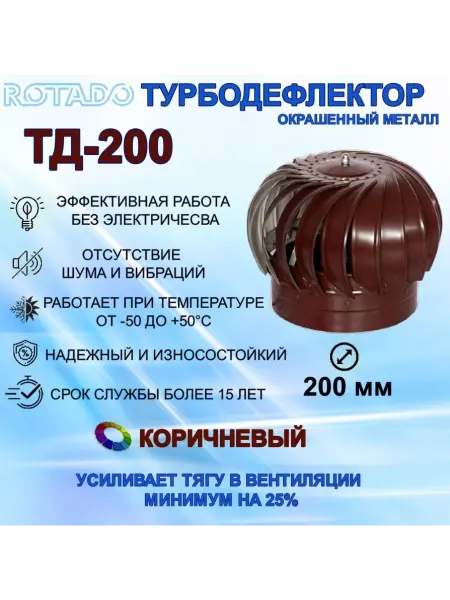 ROTADO Турбодефлектор ТД-200, окрашенный металл коричневый