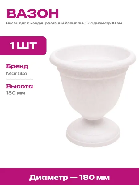 Кашпо пластиковое матовое 18 см конусовидное для цветов 1.7л