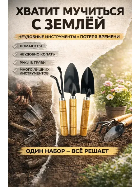 888WWW Набор садовых инструментов 3 в 1 мини для дачи
