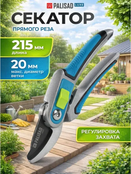 PALISAD Секатор садовый, сучкорез прямого реза 215 мм, 60460
