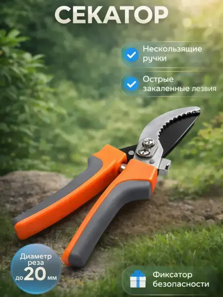 ЦенаОгонь секатор садовый ручной для кустов усиленный