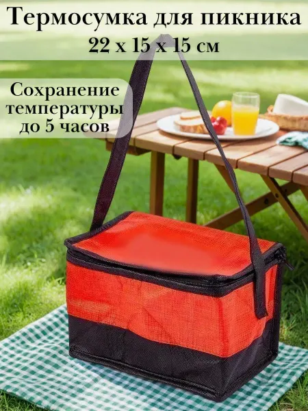 Компактная термосумка-холодильник для пикника 22х15х15 см