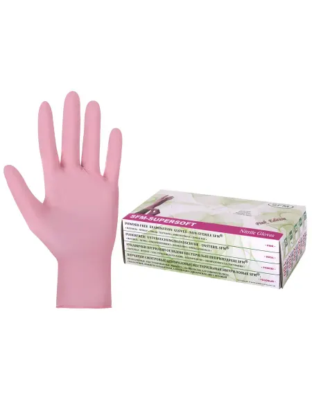 SFM перчатки нитриловые смотровыеsupersoft pink, 100 пар (200 шт