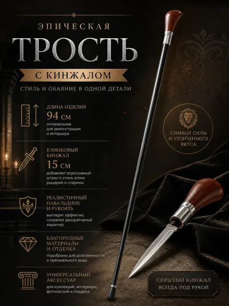 Эпическая трость с кинжалом стиль и обаяние в одной детали