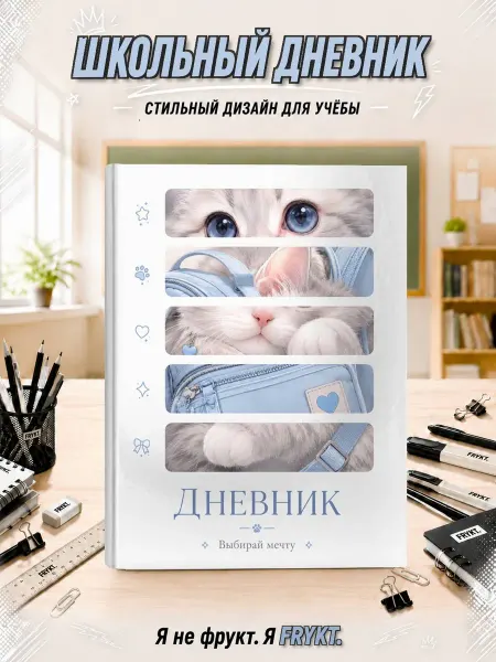 Frykt Школьный дневник 1-11 класс Котёнок и голубой рюкзак