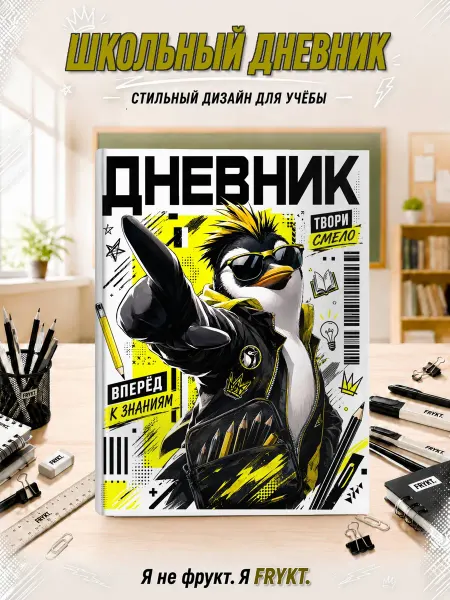 Школьный дневник 1-11 класс Пингвин с карандашами