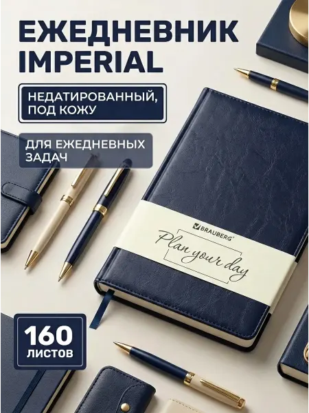 Brauberg Ежедневник недатированный В5 под кожу 160 л