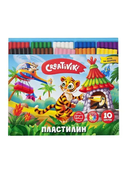 Creativiki Пластилин 10 цветов, 150 г ассорти со стеком
