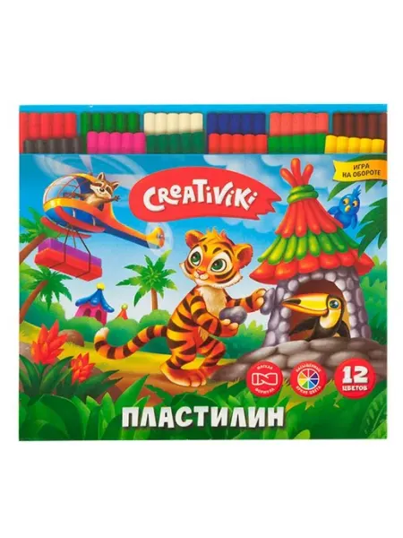 Creativiki Пластилин 12 цветов 180г со стеком