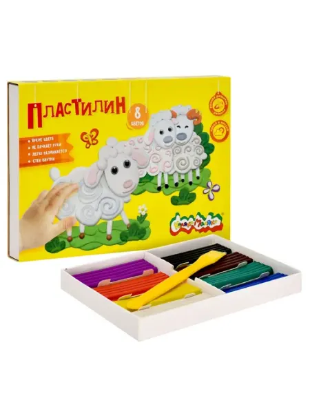 КАЛЯКА-МАЛЯКА Пластилин 8 цветов 120г со стеком