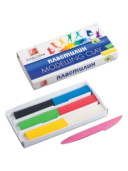 Луч (канцтовары) Пластилин для школы "Классика", 6 цветов, со стеком
