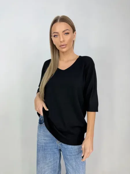 LemonFashion Джемпер лонгслив водолазка с круглым вырезом рукавами 3 4