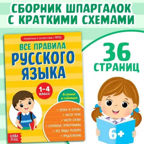 Сборник шпаргалок Все правила по русскому языку для начальной школы , 36 стр. 4320878