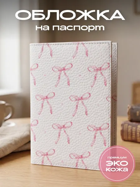 Stickplus Обложка на паспорт кожаная с бантиками