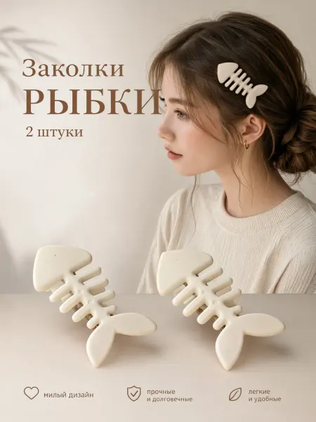 Заколки косточки рыбки 2 шт