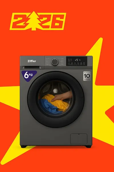 Ziffler BWM6-A1SDG – 6 кг, инверторная стиральная машина | Экономичная, тихая и с функцией паровой стирки