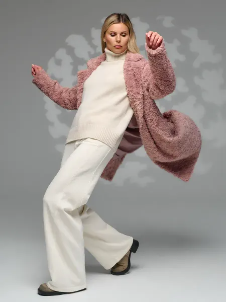 Lufashion Пальто чебурашка демисезонная шуба тедди