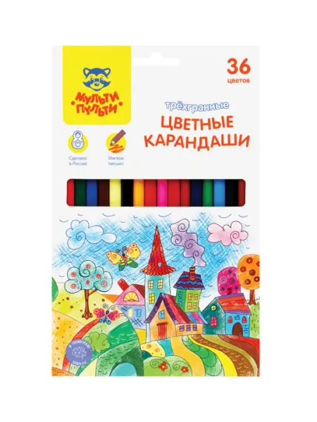 Карандаши цветные Мульти-Пульти "Невероятные приключения", 36 цветов, трехгранные,CP_41056