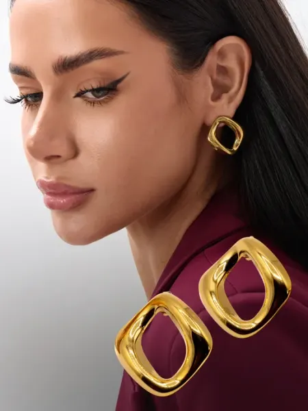 Beauty in details Серьги бижутерия крупные квадратные