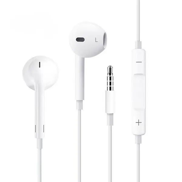 Наушники гарнитура проводные безвакуумные вкладыши IPX mini jack 3.5 белый с регулятором громкости