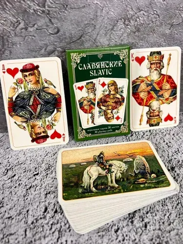 Игральные карты славянские, Piatnik, рубашка зеленая, 36 листов