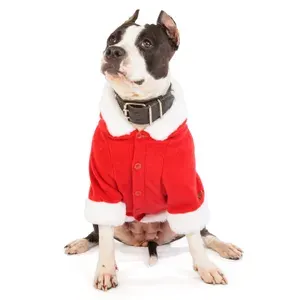 Куртка для собак с капюшоном новогодняя PUPPIA "Santa", красная, ХL, 36см (Южная Корея)