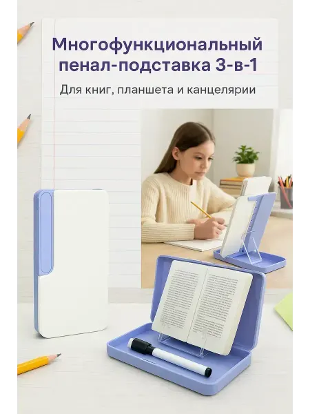 ВитАлинаДом Пенал-подставка 3-в-1 для книг, планшета и канцелярии