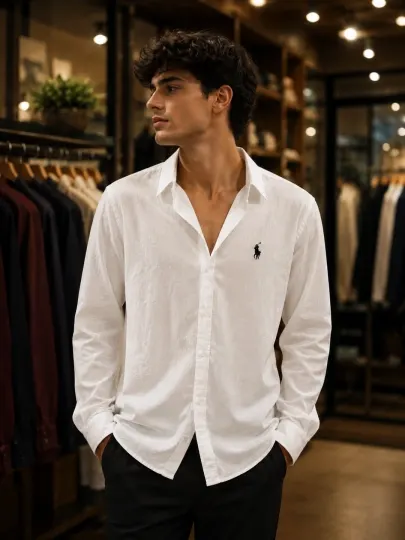 Мужская рубашка Lyon Classic Linen Casual M-XXL, POLO