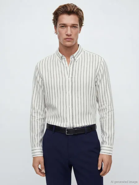 LC Waikiki Мужская рубашка Regular Fit из поплина в полоску