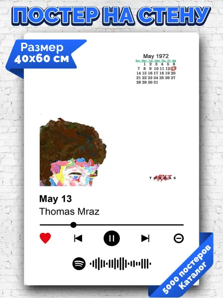 Arthata-spotify постер Спотифай постер Плакат на стену Thomas Mra z - May 13 40х60
