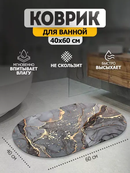 Удобно везде Коврик для ванной и туалета 40x60