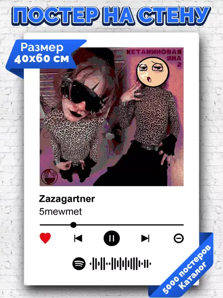 Arthata-spotify постер Спотифай постер Спотифай плакат 5mewmet - Zazagartner 40х60