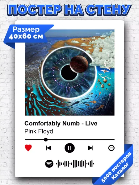 Arthata-spotify постер Спотифай постер Плакат на стену Pink Floyd - Comfortably Numd 40х60