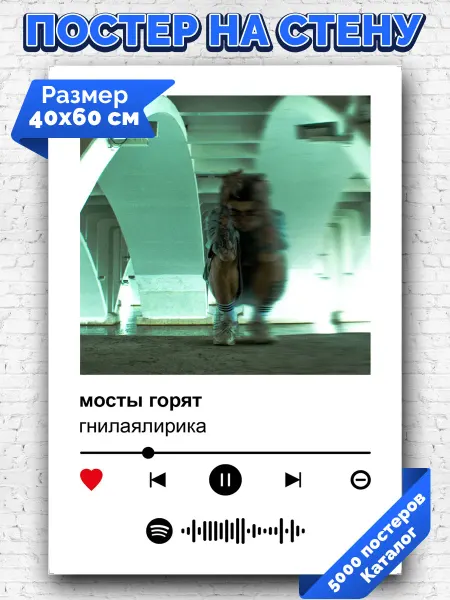 Arthata-spotify постер Спотифай постер Плакат на стену гнилаялирика - мосты горят 40х60