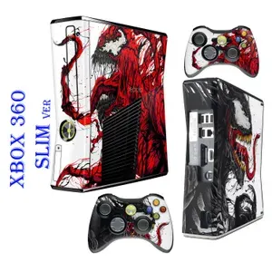 Наклейки виниловые защитные Venom Carnage на игровую приставку XBox 360 SLIM