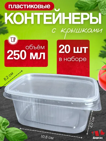 Дарсал Контейнеры одноразовые с крышкой 250 мл 20 шт