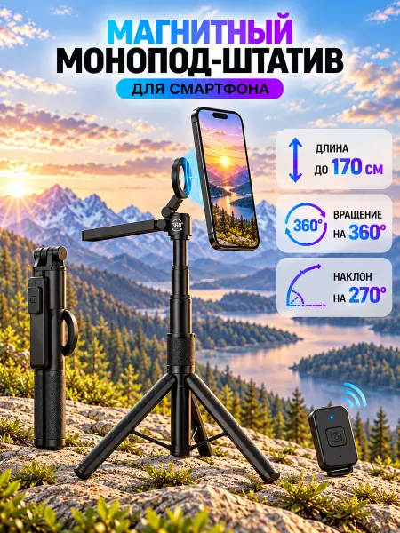 Flife Магнитный штатив трипод для телефона 360