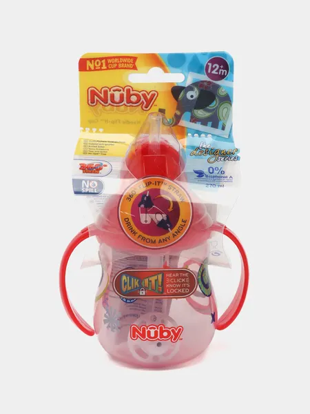 Поильник с ручками и с трубочкой Nuby Flip-It, 360 Straw, 270 мл