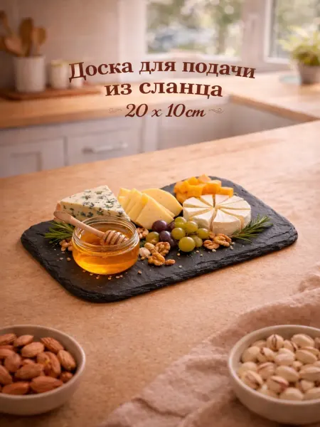 Доска сервировочная из сланца фигурная 20×10 см