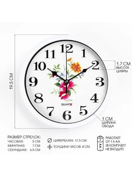 Нет бренда Настенные интерьерные часы Весна, диаметр 19.5 см