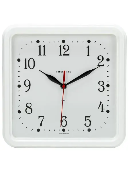 Troyka часы настенные time () 81810835, квадрат, белые, белая рамка