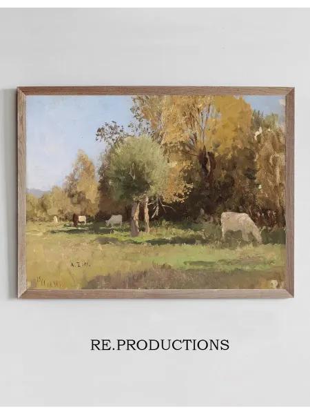 Re.productions Постер Sommerlandschaft mit Kühen - Alfred Zoff