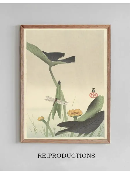 Re.productions Постер Dragonfly and lotus - Ohara Koson
