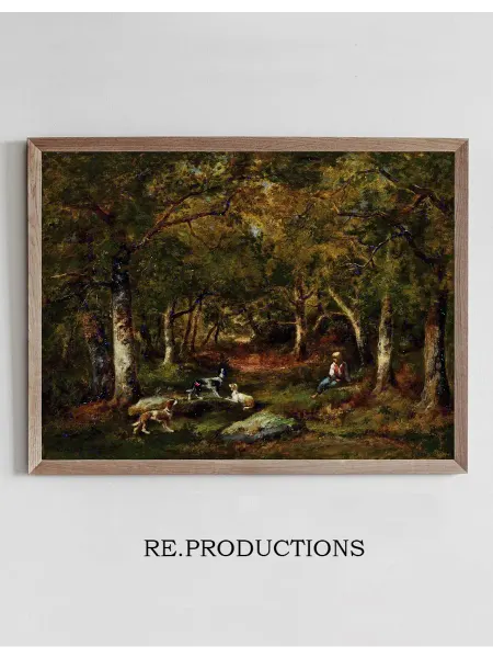 Re.productions Постер Enfant Et Chiens - Narcisse-Virgile Diaz de La Peña