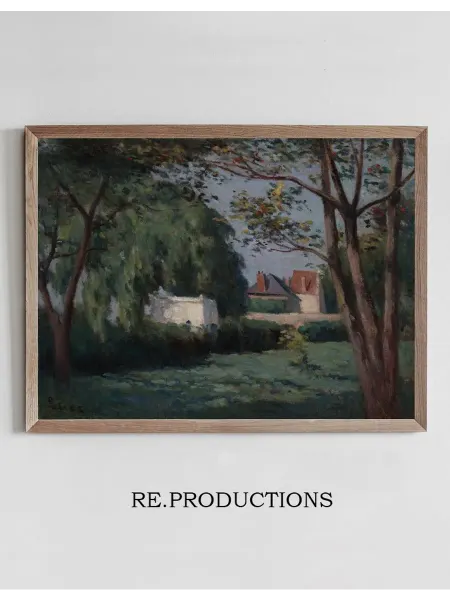 Re.productions Постер Country Scene with Three Houses - Maximilien Luce