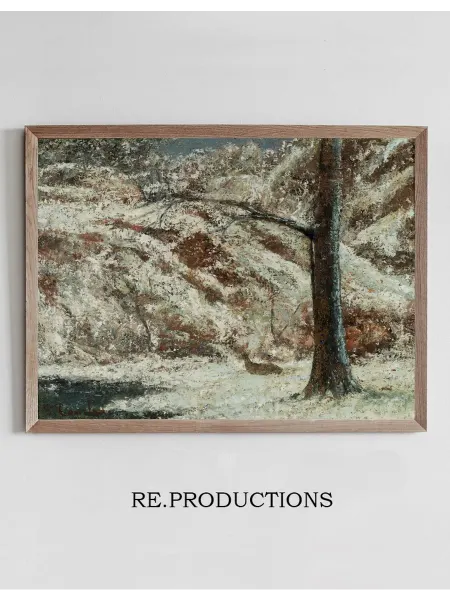 Re.productions Постер Fawn in the snow in the woods - Gustave Courbet
