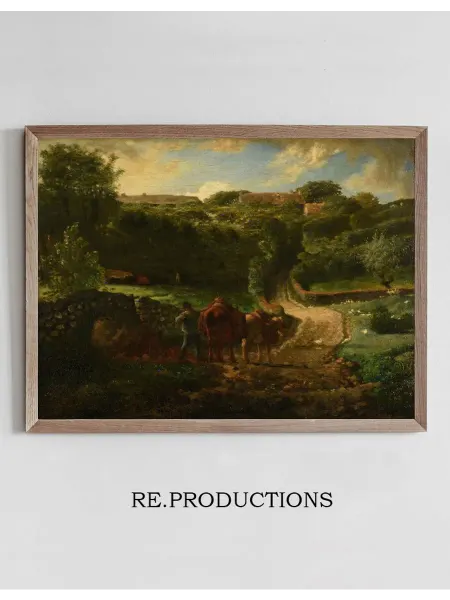 Re.productions Постер Hameau Cousin à Gréville - Jean-François Millet