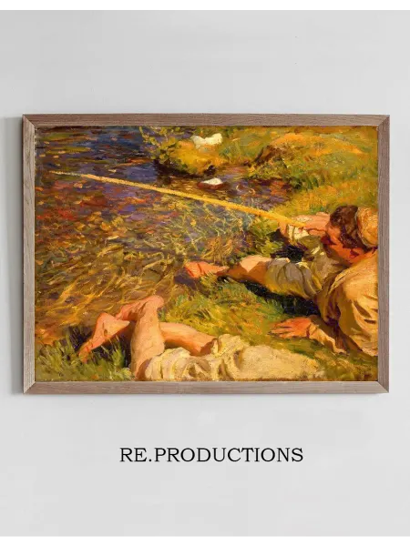 Re.productions Постер Val d’Aosta, A Man Fishing - John Singer Sargent