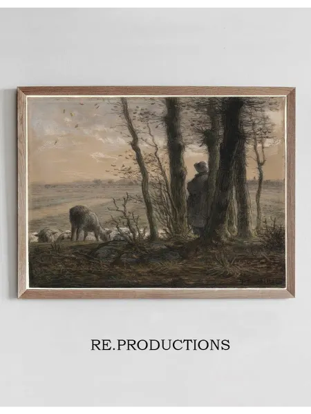 Re.productions Постер Falling Leaves - Jean-François Millet