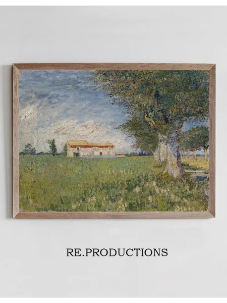 Re.productions Постер Farmhouse in a wheat field - Vincent van Gogh